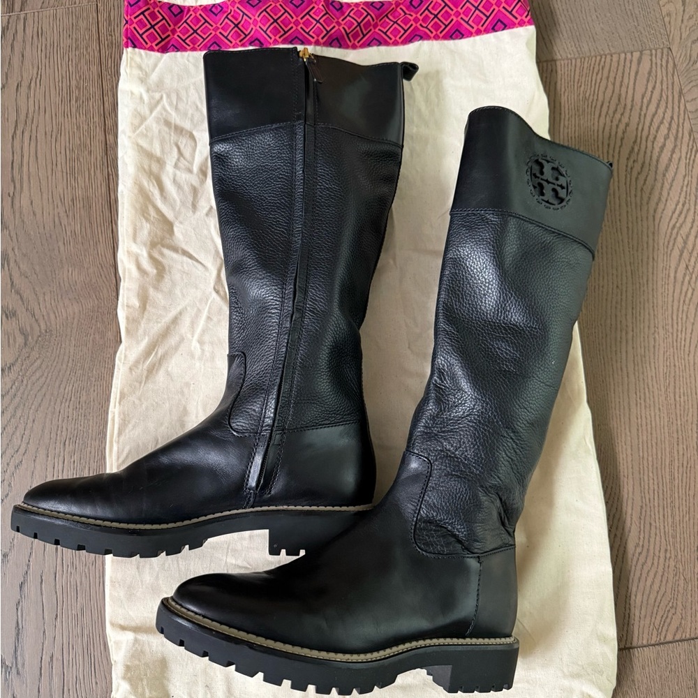 Tory Burch Black Leather Knee-High Boots size 9.5 women’s